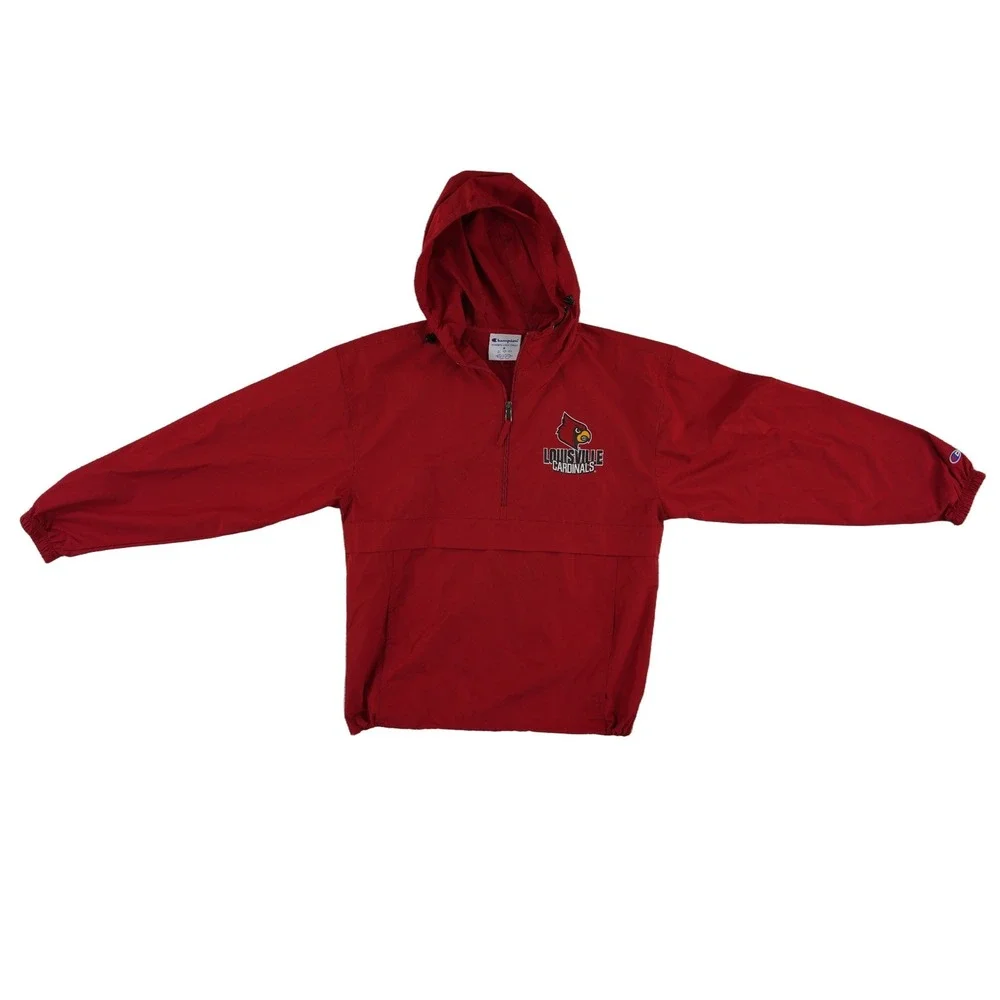 Champion Louisville Cardinals UofL Rain Coat Jacket Men's Size Medium Red‎ Hood